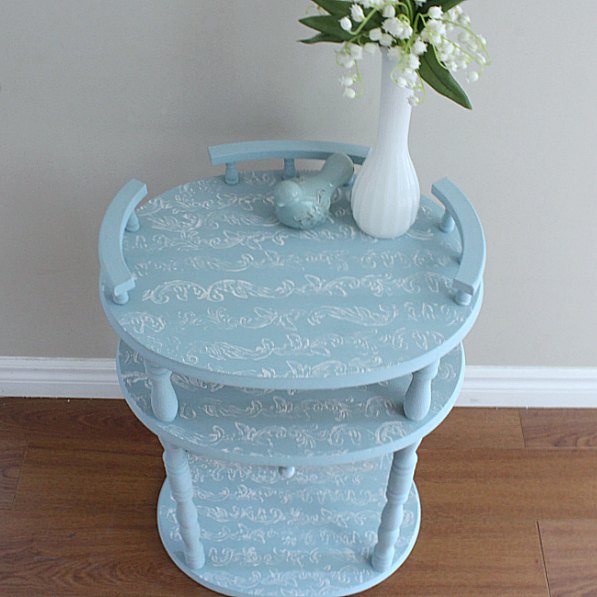 transform an ugly table with a simple stamp