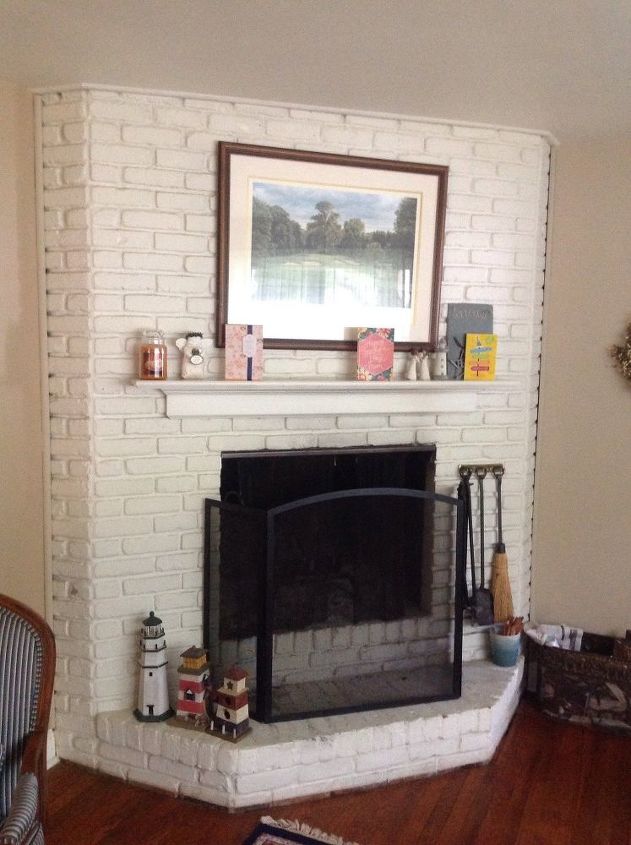 q how can i renovate my ugly painted white brick fire place surroun