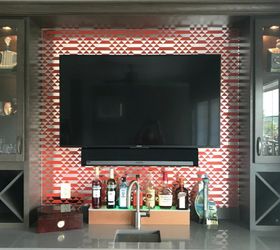 metallic wallpapered accent wall