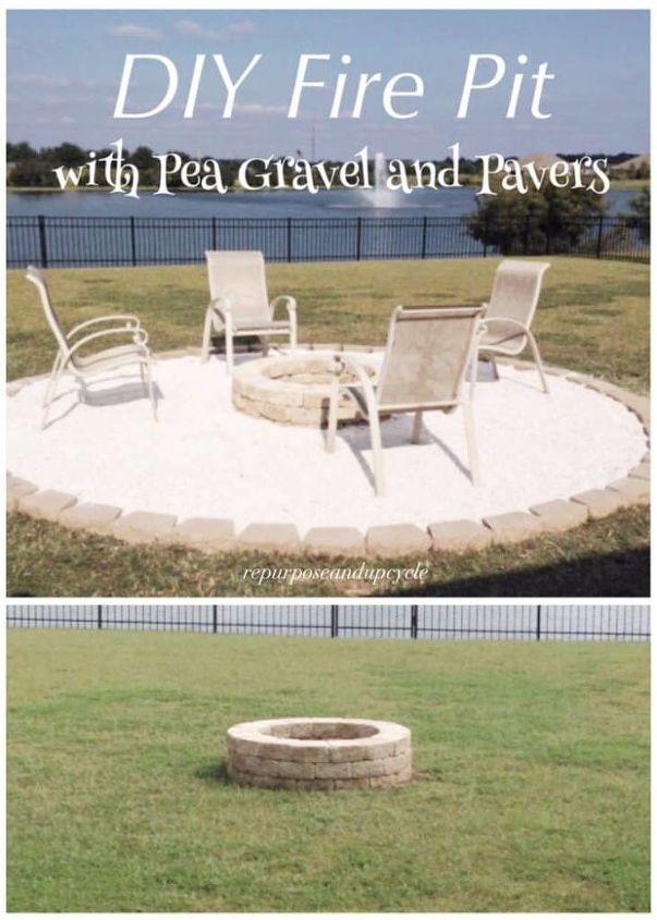 fire pit with pea gravel and pavers
