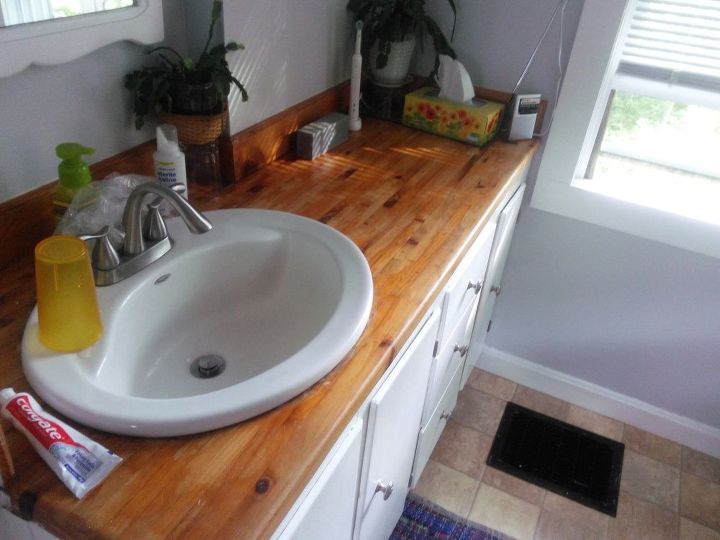 Best Way To Refinish Wood Vanity Top Hometalk - How To Redo A Bathroom Vanity Top