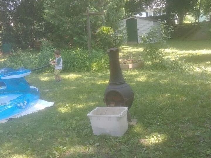 q seating area around outdoor fireplace crushed gravel or pea stone