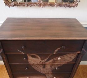 antique dresser makover with hummingbird design