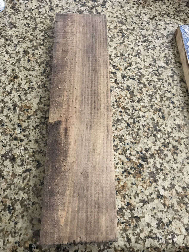 transform an old table using napkins, Stain the Boards