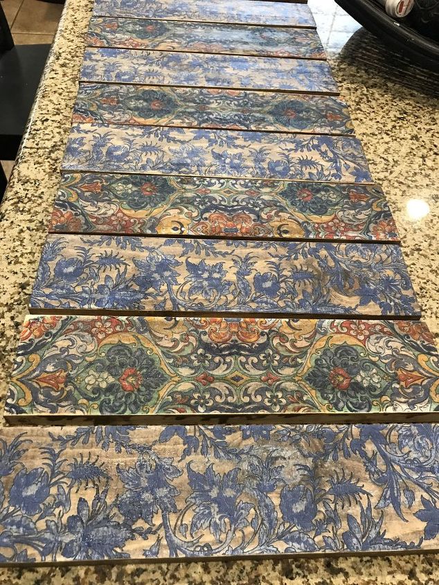 transform an old table using napkins, DIY Napkin Covered Boards