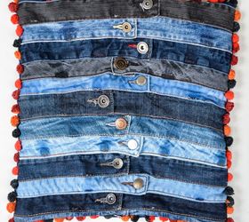 using up every bit of old jeans waistband cushion cover