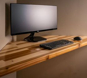 floating pine and cedar corner desk