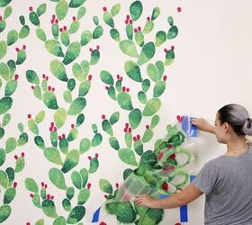how to stencil an instagrammable cactus wall