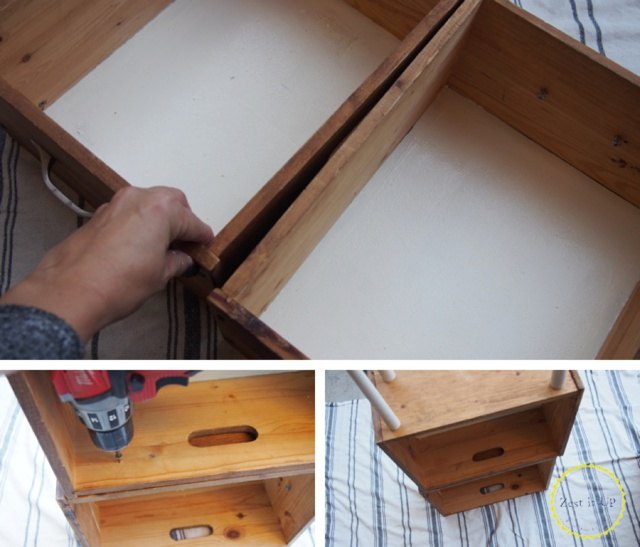 a polka dotted drawer bookshelf