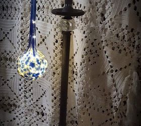 upcycle old lamps into solar garden decor