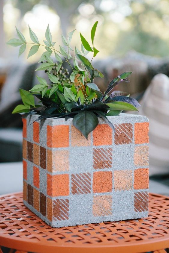 s 17 faux brick ideas for your home, Cinder Blocks Turned Flower Pots