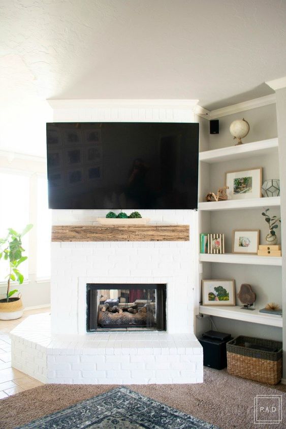 s 17 faux brick ideas for your home, White Clean Fireplace
