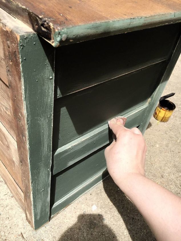 bold green cabinet makeover with step by step instructions