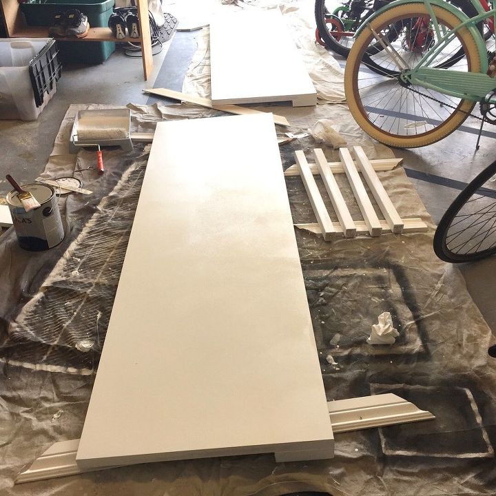 diy desk using a hollow core door and some cube storage