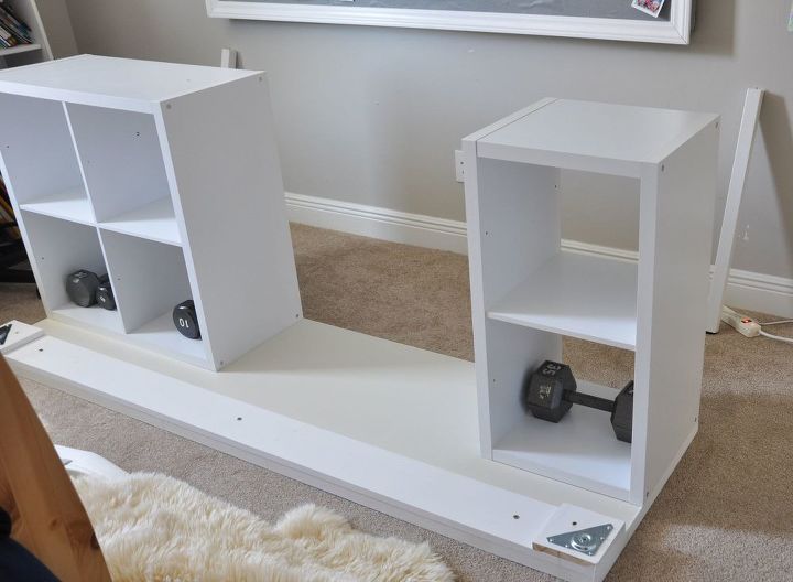 diy desk using a hollow core door and some cube storage