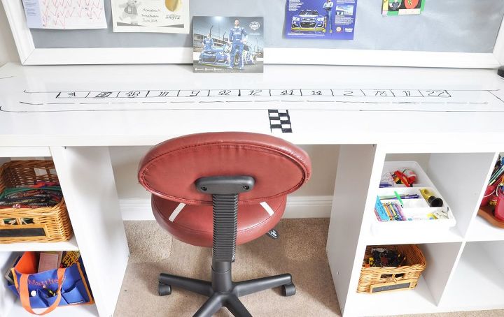 diy desk using a hollow core door and some cube storage