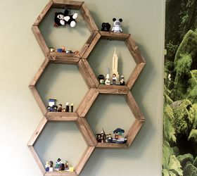 s 27 gorgeous update ideas for your bedroom, Mount stylish honeycomb shelves