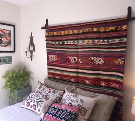 s 27 gorgeous update ideas for your bedroom, Hang a colorful rug on the wall