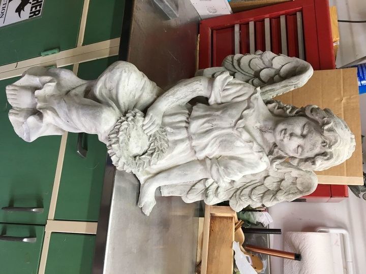 q large cement angel statue
