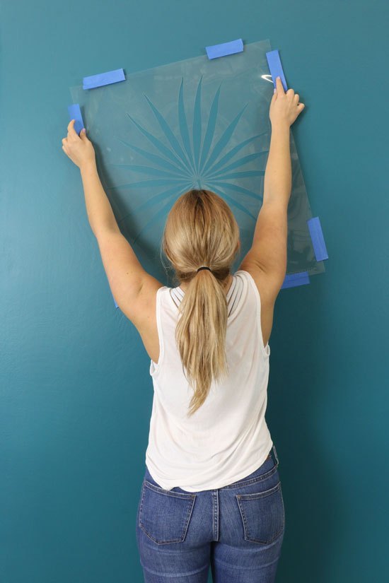 how to stencil a tropical wall mural