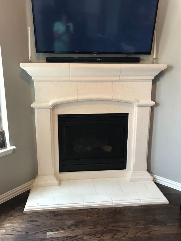 how to modernize a cast stone fireplace surround