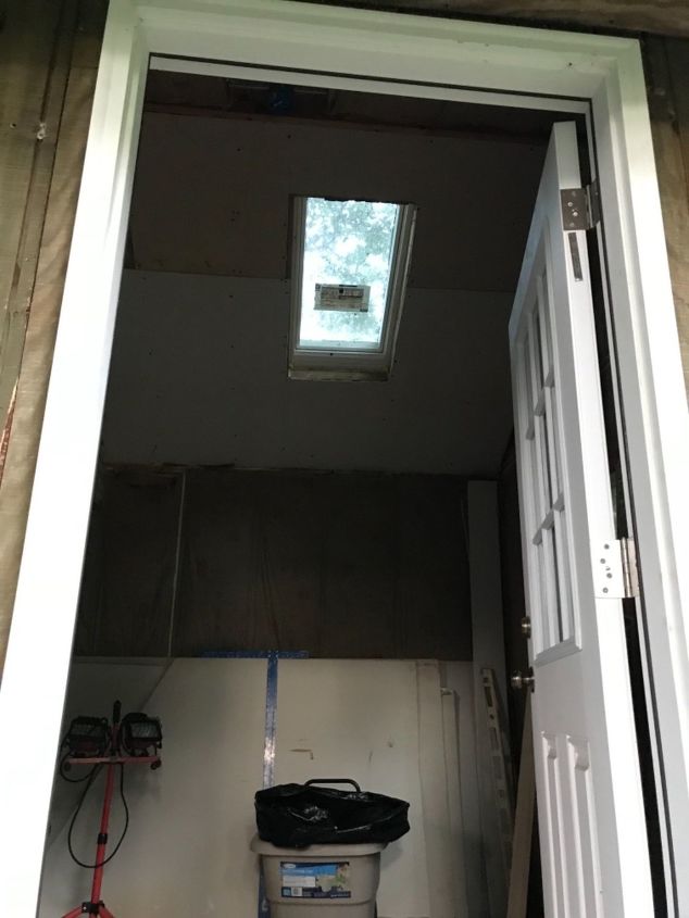 q inexpensive ways to get a wood look over my drywalled shed ceili