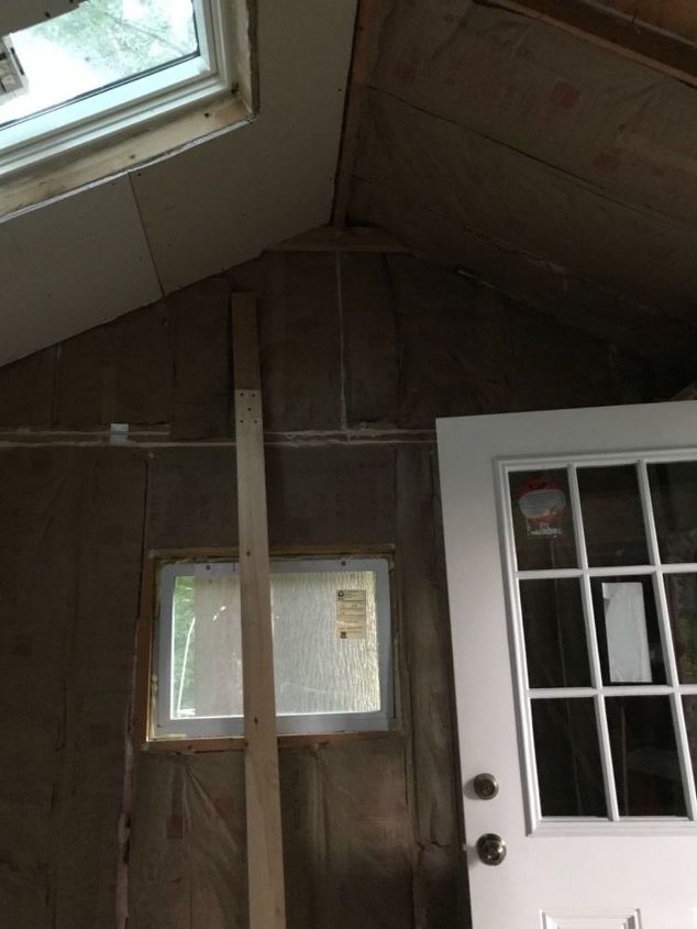 q inexpensive ways to get a wood look over my drywalled shed ceili