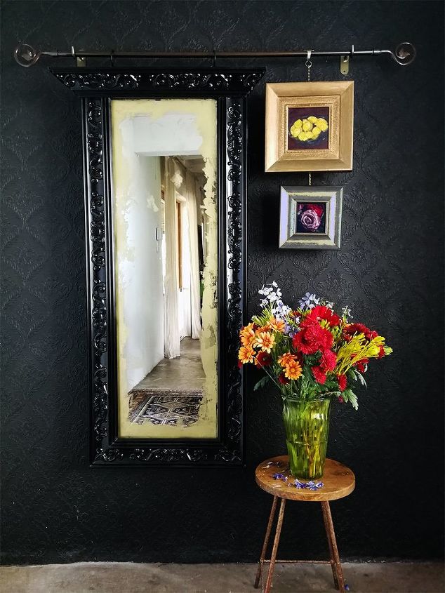 antiqued victorian mirror gallery wall