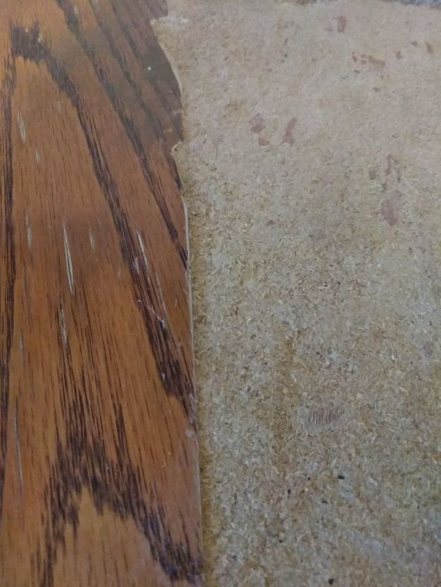 q how do i refinish a split peeling veneer compressed wood table