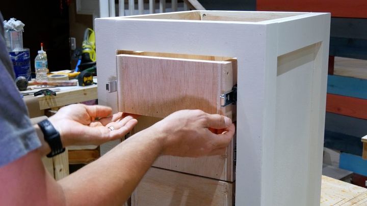 diy base cabinets with drawers for craft desk, Install Drawers