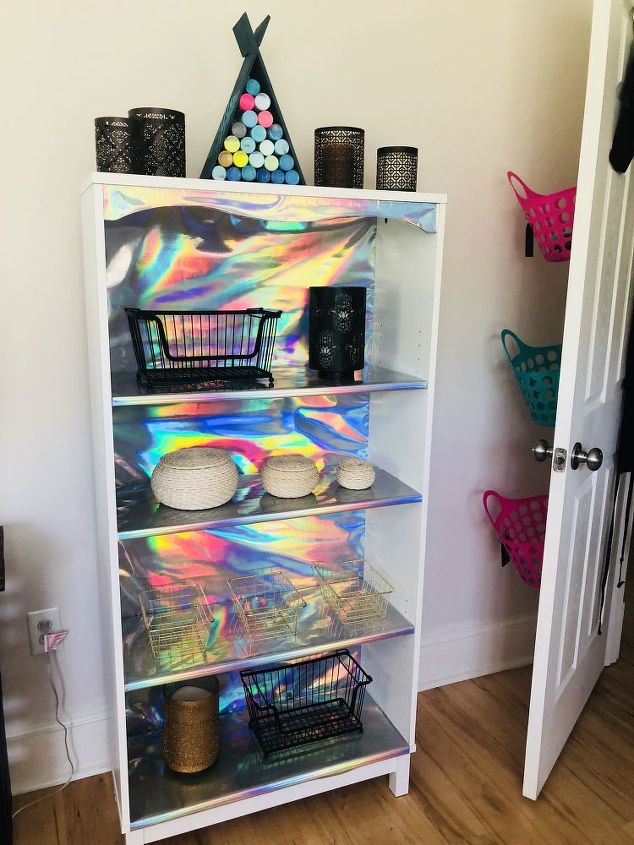 holographic bookshelf on a budget teen tween decor