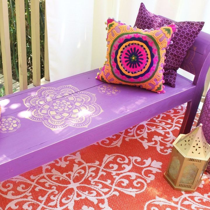 15 diy boho looks for less, Boho Bench Makeover