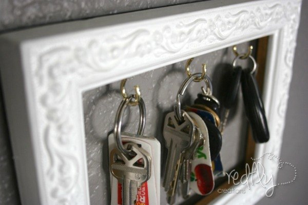 s 23 insanely clever ways to eliminate clutter, Turn a Frame into a Key Rack