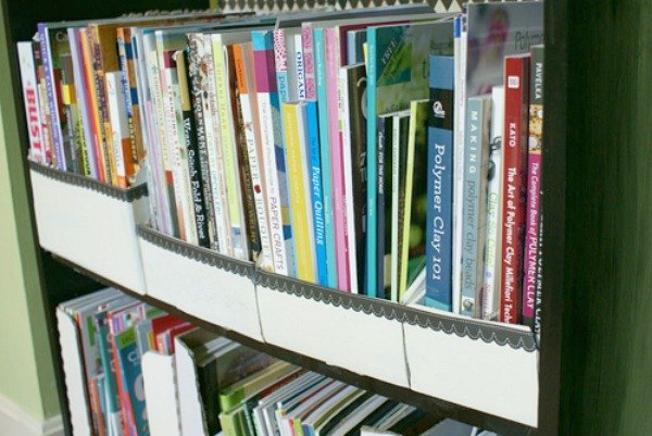 s 23 insanely clever ways to eliminate clutter, Cut Cardboard Boxes into Book Organizers