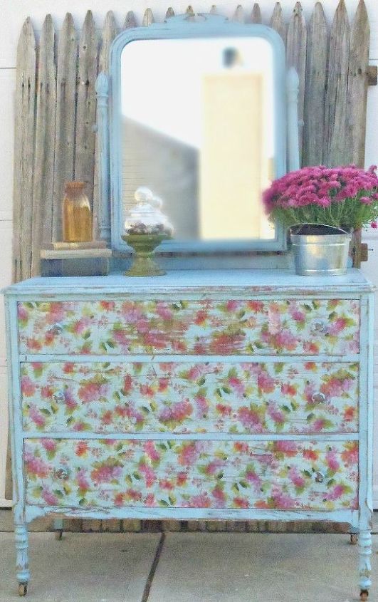 31 amazing furniture flips you have to see to believe, Vintage Decoupaged Dresser
