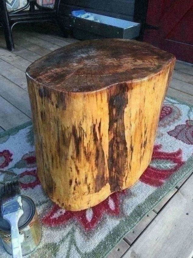 mesa lateral de toco de rvore escabelo