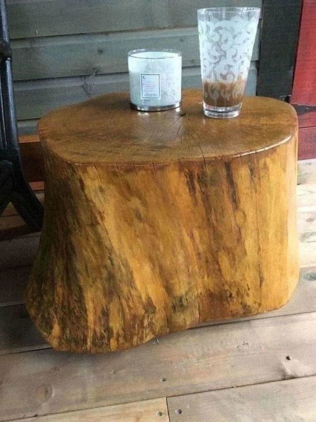 mesa lateral de toco de rvore escabelo