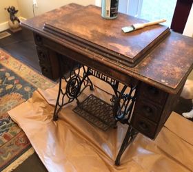 antique sewing machine makeover, Before