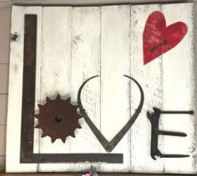 love sign made from reclaimed wood and salvaged junk