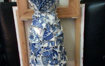 My Latest Broken Plates Dress Form Mosaic Blue and White.