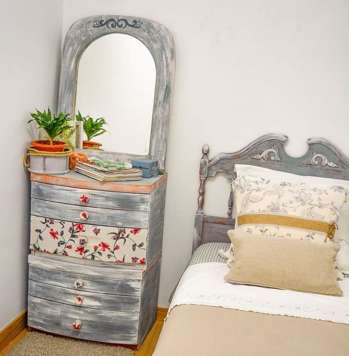 bedroom furniture makeover chalk paint floral fabric