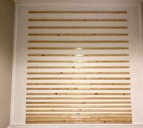 staggered bedroom wood accent wall