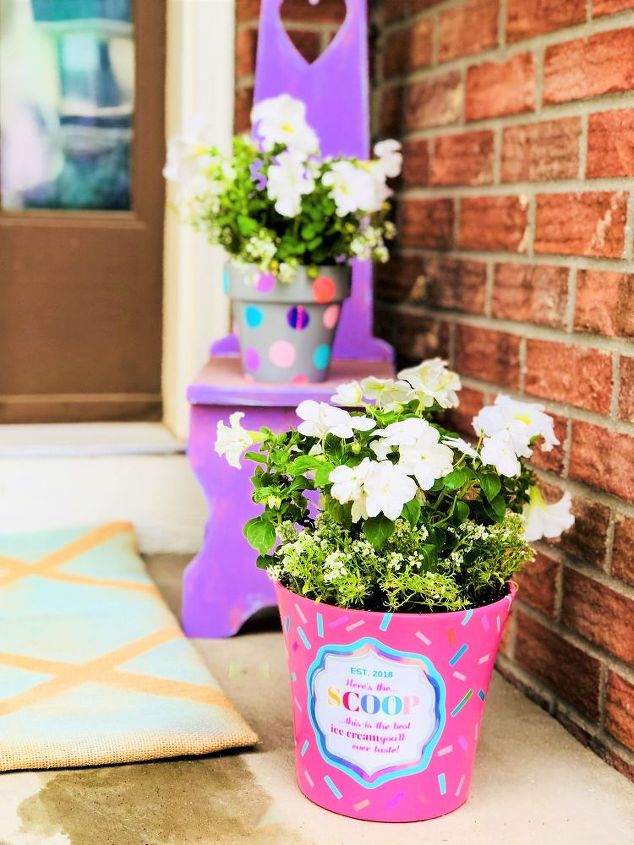 diy ice cream container flower pots