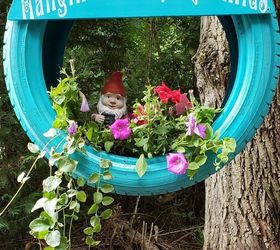 how to make a cute diy tire swing planter for your garden gnomes, DIY tire swing planter