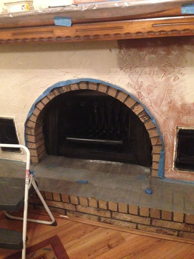 painting my fire place and staining the bricks