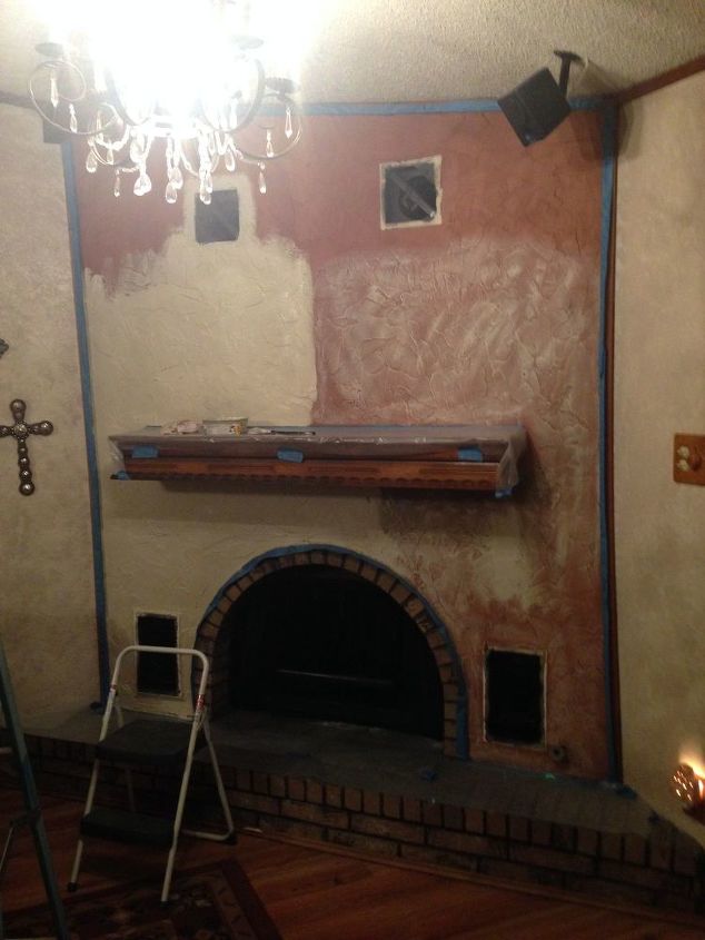 painting my fire place and staining the bricks
