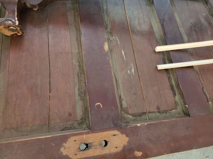 diy farmhouse style barn door headboard, Gross But was going to be perfect