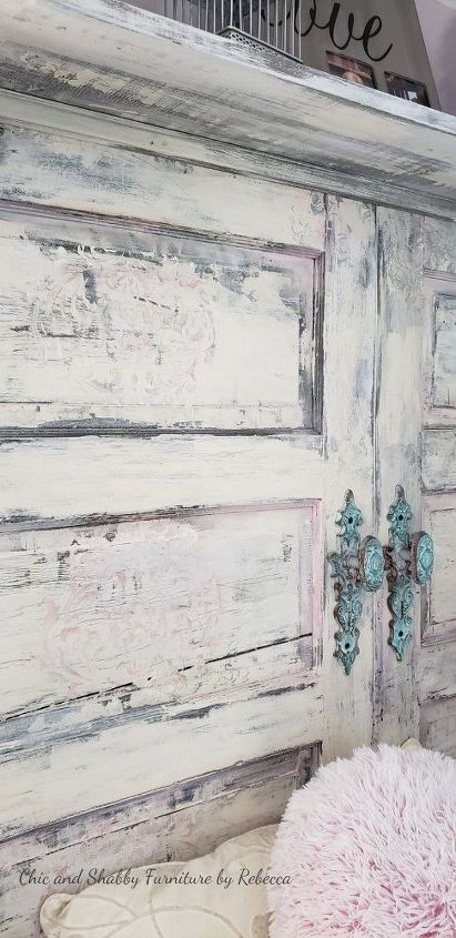 diy farmhouse style barn door headboard, Raised stencils stamps