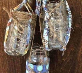 mason jars and twinkle lights as rustic front door decor