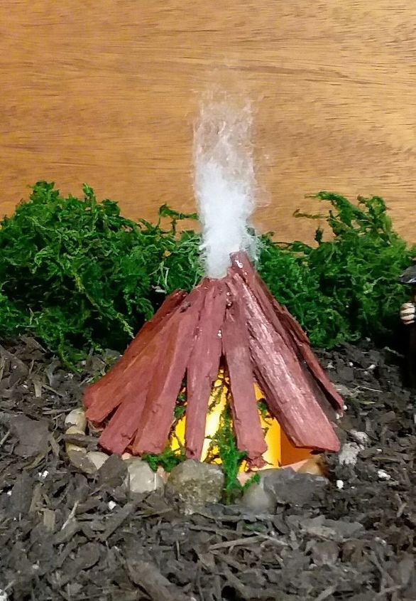 semi permanent indoor fairy gnome garden bonfire and bridge